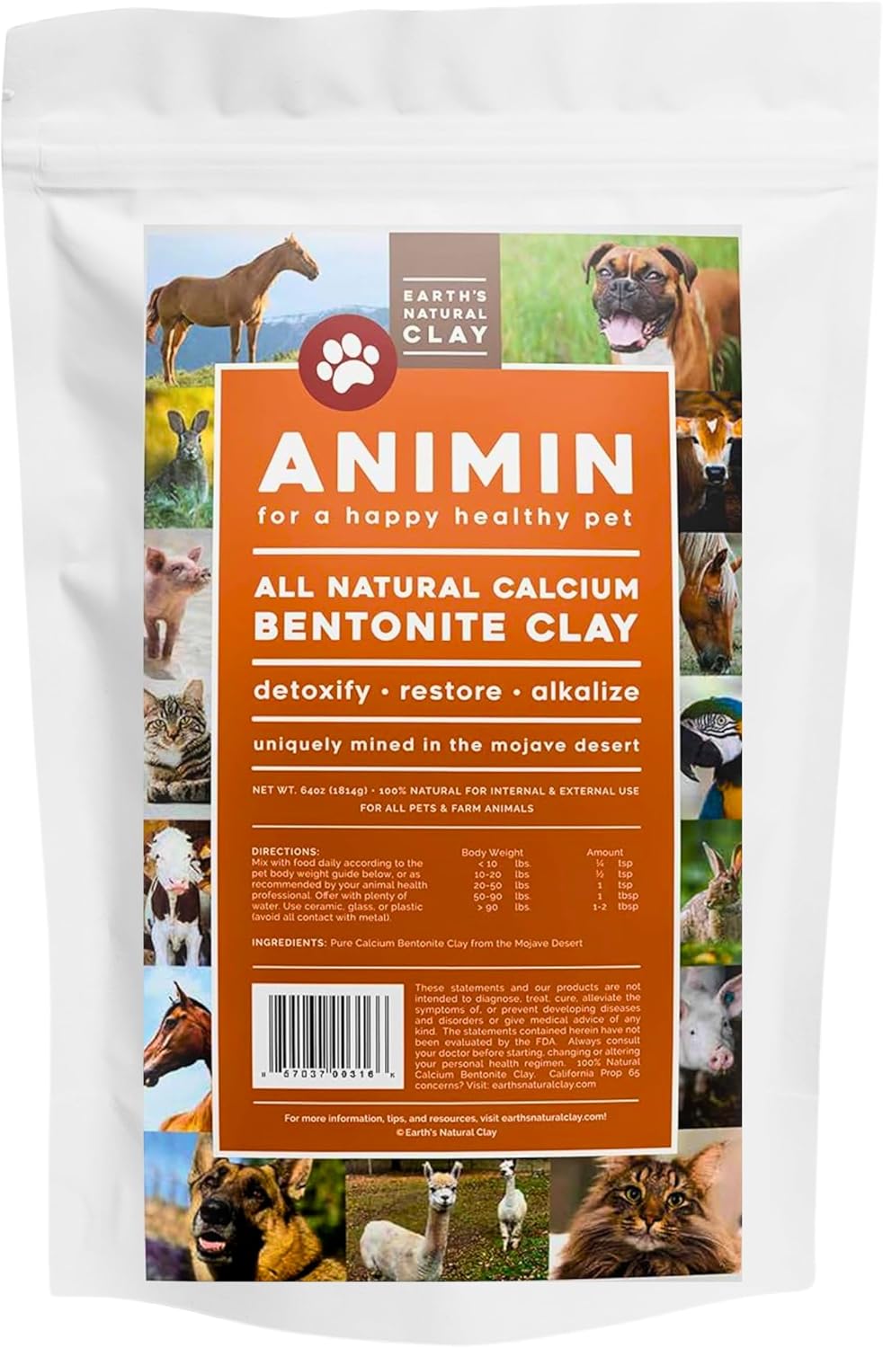 Earth's Living Animin Calcium Bentonite Clay for Pets - görsel 1