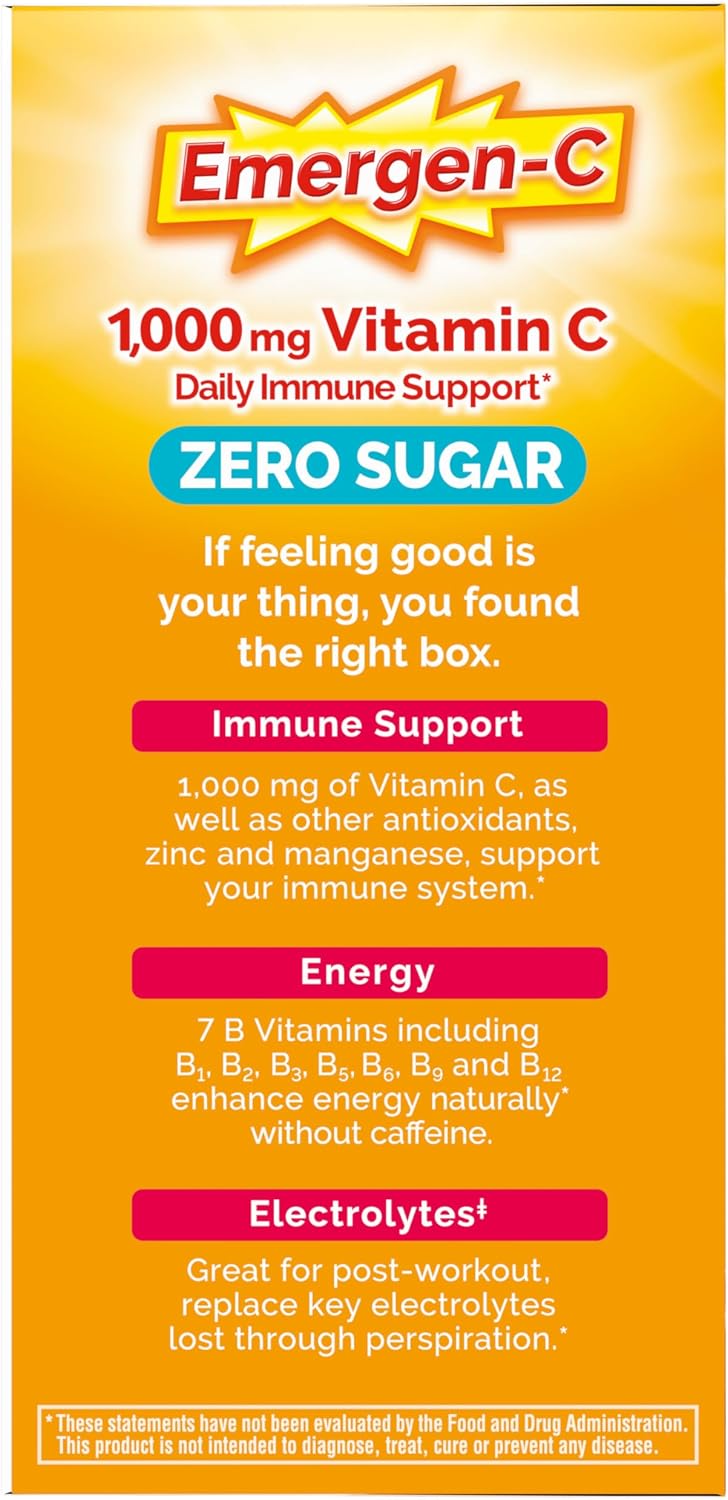 Emergen-C Zero Sugar Vitamin C Powder - Raspberry Lemonade (36 Sachets) - görsel 10