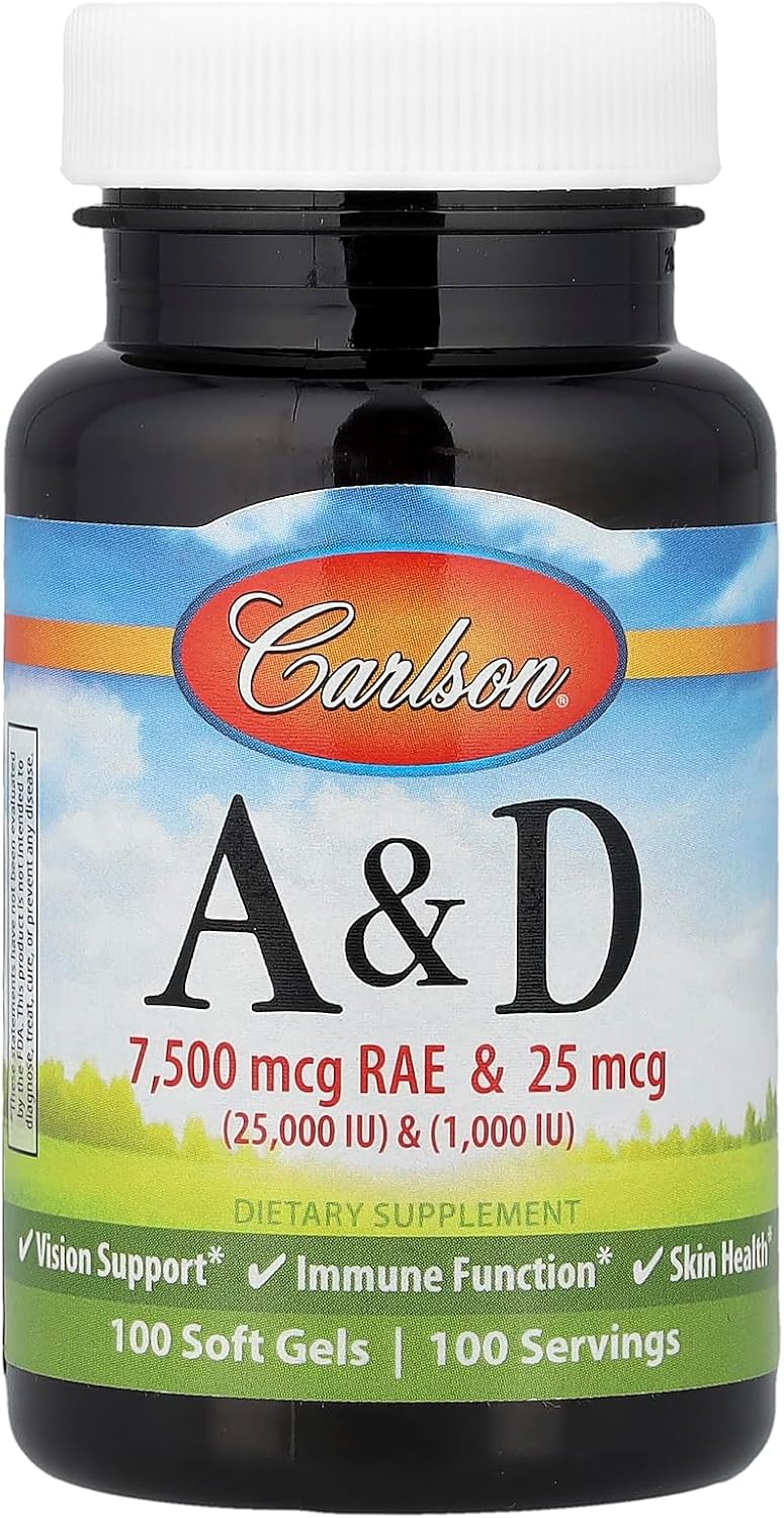 Carlson Labs Vitamin A and D, 25,000/1,000 IU, 100 Softgels - görsel 1