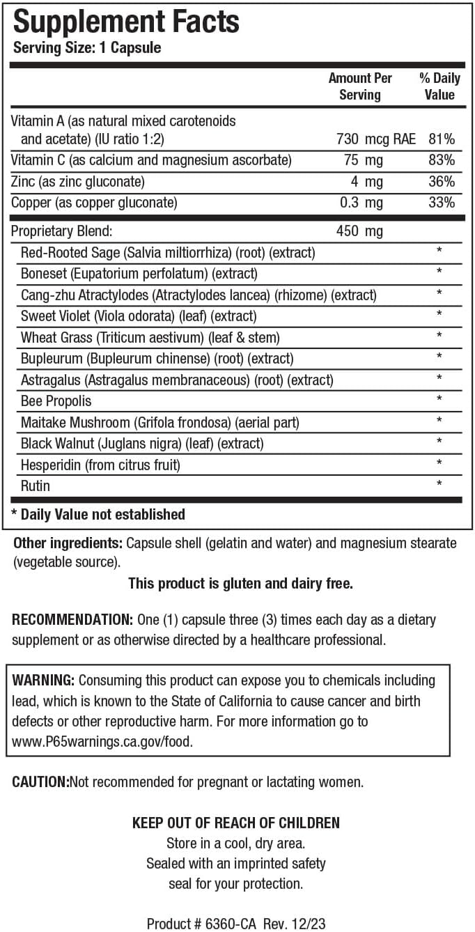 BIOTICS RESEARCH UltraVir-X - Immune Support Supplement with Vitamin C, Zinc, Astragalus, and Maitake Mushroom - 90 Capsules - görsel 2