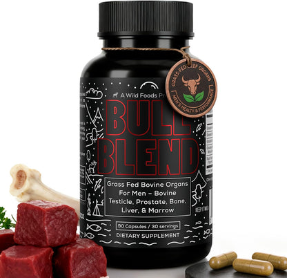 Wild Grass-Fed Beef Organ Supplement for Men - Complete Ancestral Nutrition Complex with Beef Liver, Testicle, Prostate & Bone Matrix - Organ Meat Supplements - 30 Day Programme