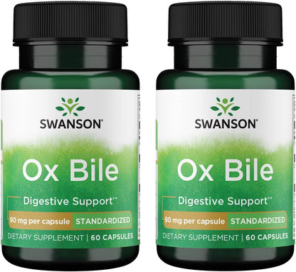 Swanson Ox Bile - Standardised 90 mg, 60 Capsules (2-Pack)