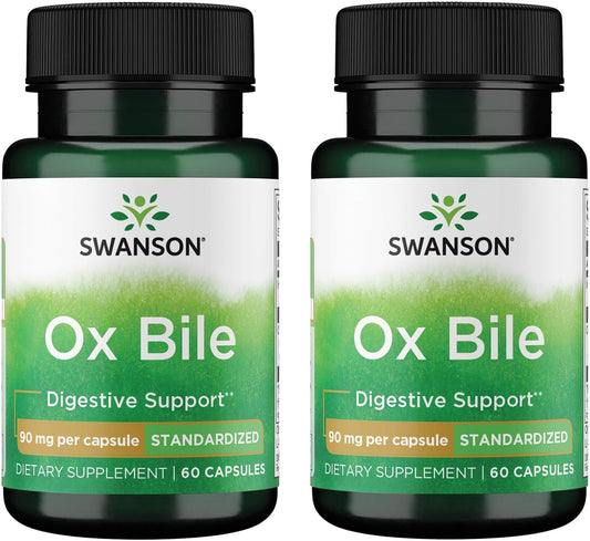 Swanson Ox Bile - Standardised 90 mg, 60 Capsules (2-Pack)