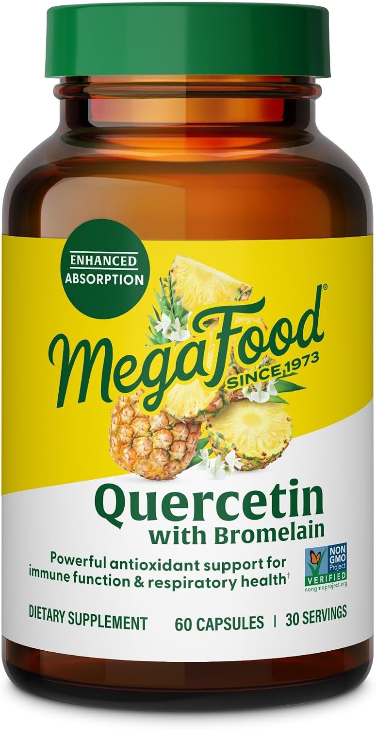 MegaFood Quercetin with Bromelain Supplement – 500mg Quercetin + 165mg Bromelain, 60 Capsules - görsel 1