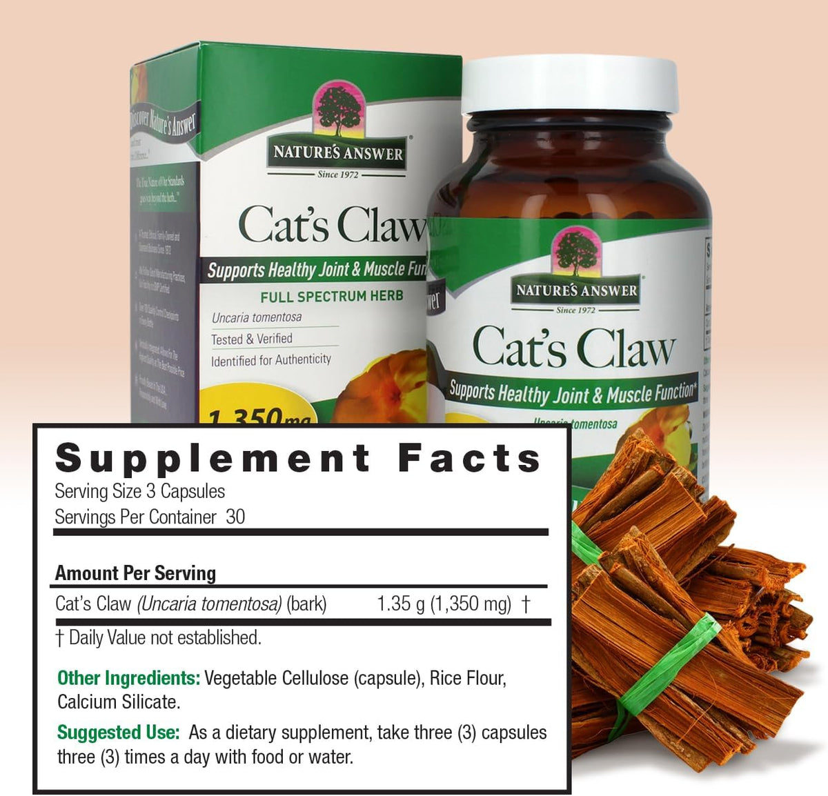 Nature's Answer Cat's Claw Inner Bark – Full Spectrum Herb – 90 Capsules - görsel 4