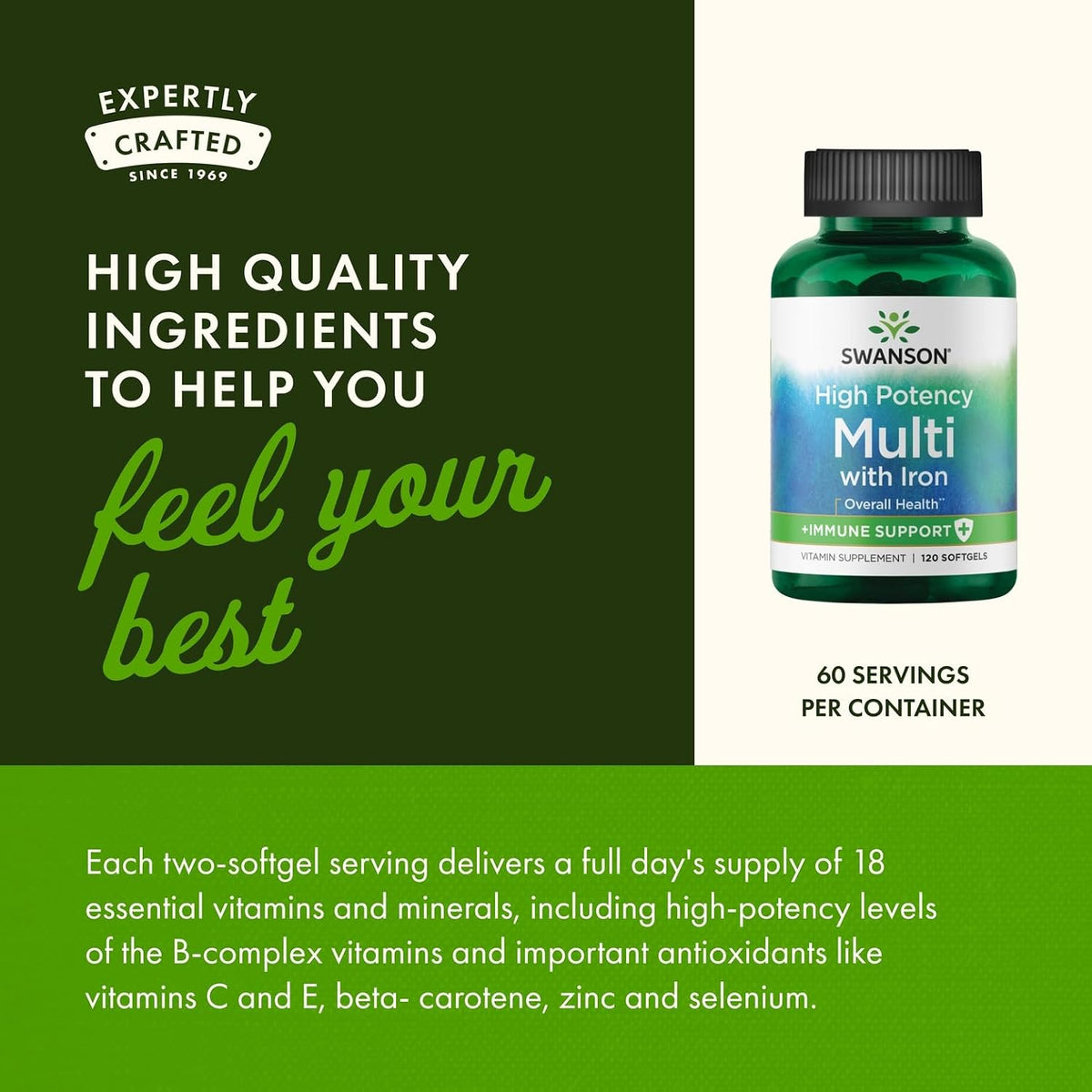 Swanson Multi High Potency Multivitamin, 120 Softgels - görsel 5