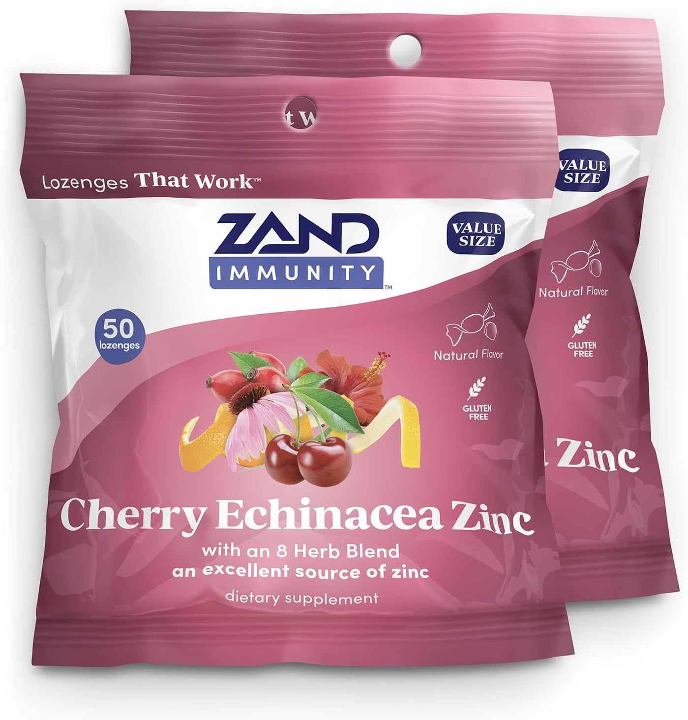 ZAND Immunity Cherry Echinacea Zinc Throat Lozenges 2 Pack - görsel 1