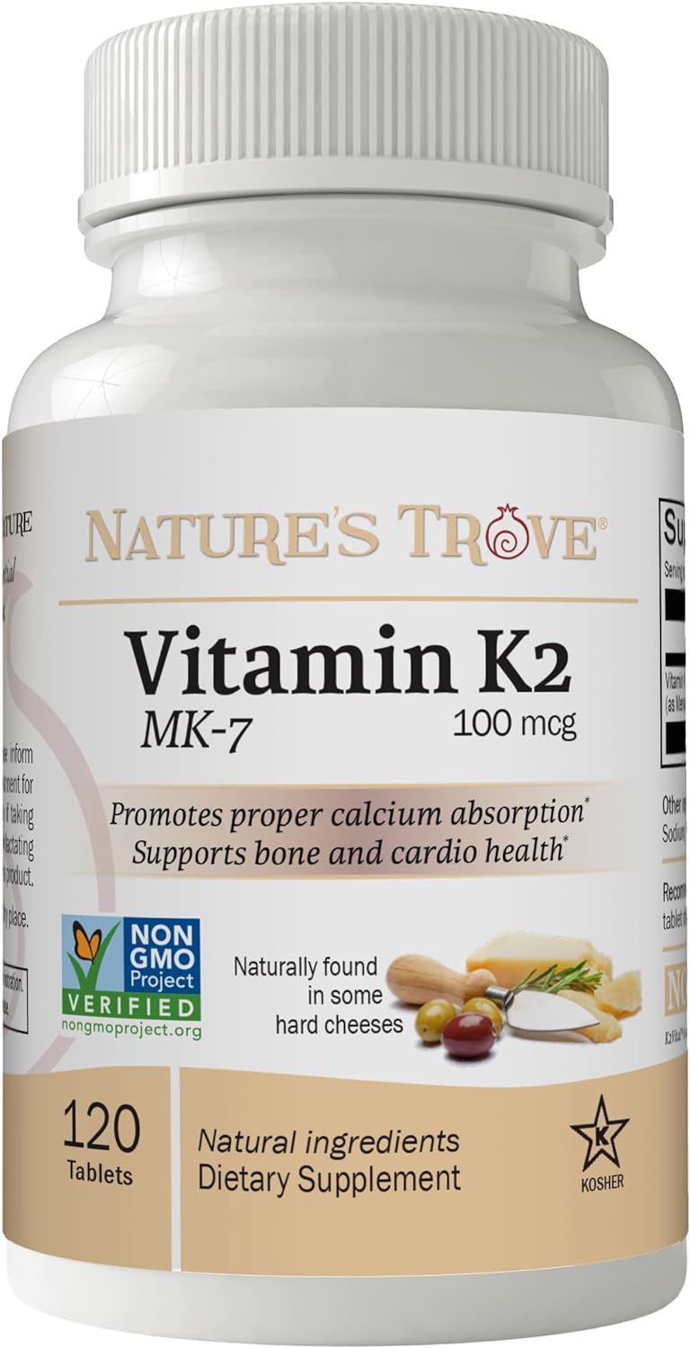 Nature's Trove Vitamin K2 MK7 Supplement, 100mcg, 120 Capsules, Vegan - görsel 1