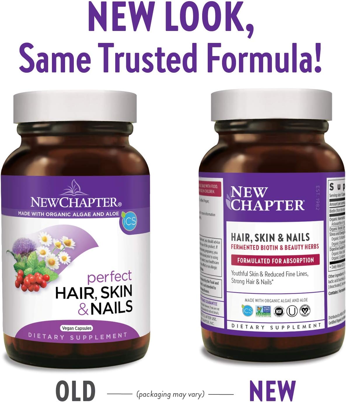 New Chapter Hair, Skin and Nails Vitamins with Fermented Biotin + Astaxanthin, 30 Capsules - görsel 2