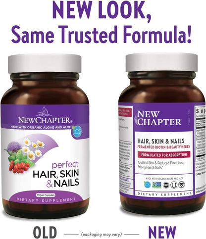 New Chapter Hair, Skin and Nails Vitamins with Fermented Biotin + Astaxanthin, 30 Capsules