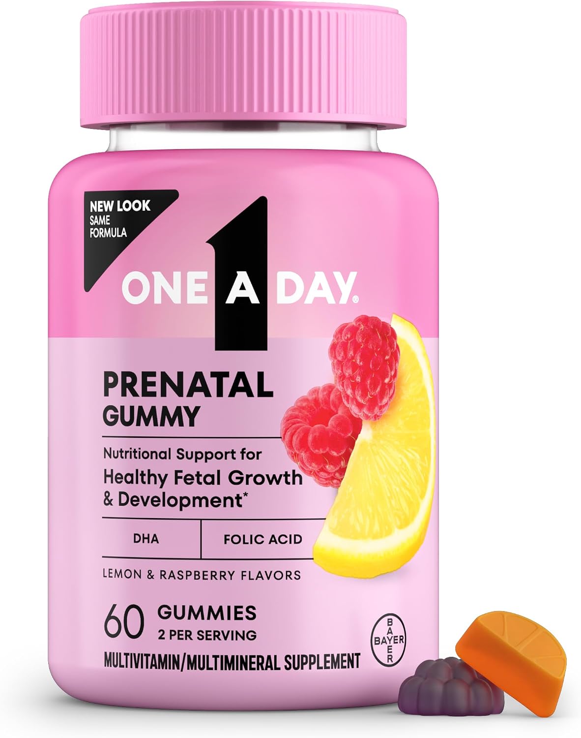 One A Day Prenatal Gummies for Women with Folic Acid, DHA, Iodine, Iron-Free, 60 Gummies - görsel 1