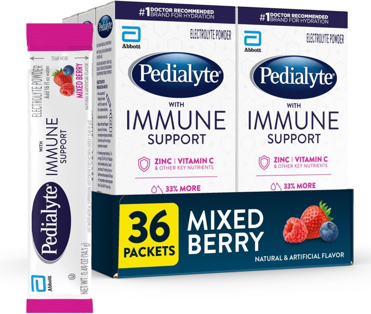 Pedialyte with Immune Support Electrolyte Drink Powder – Fruit Punch Flavour, 24 Powder Packets - görsel 7