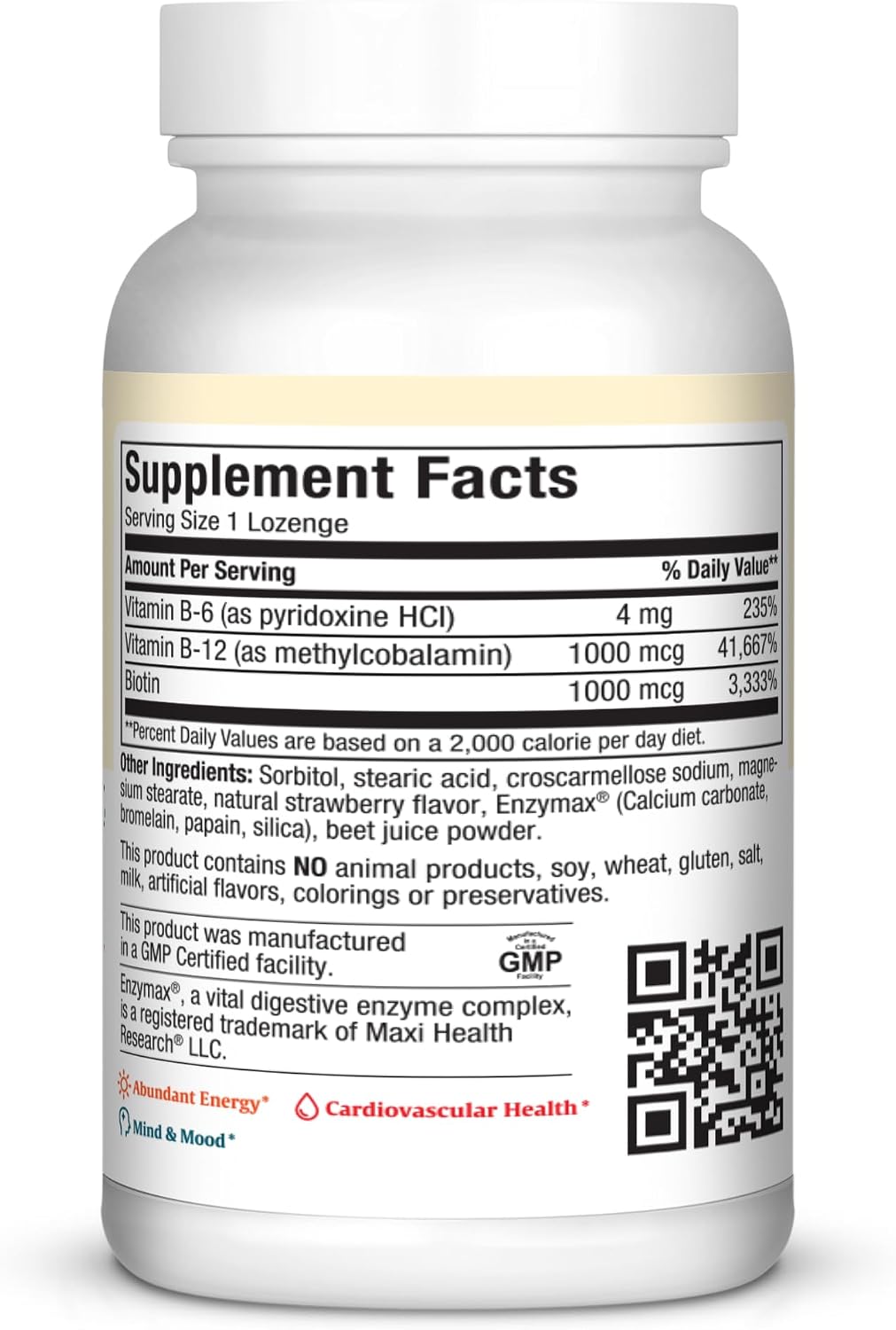 Maxi Health Triple B Lozenges - Vitamin B12 & B6 & Biotin - Strawberry Flavour - 90 Chewies - Kosher - görsel 2