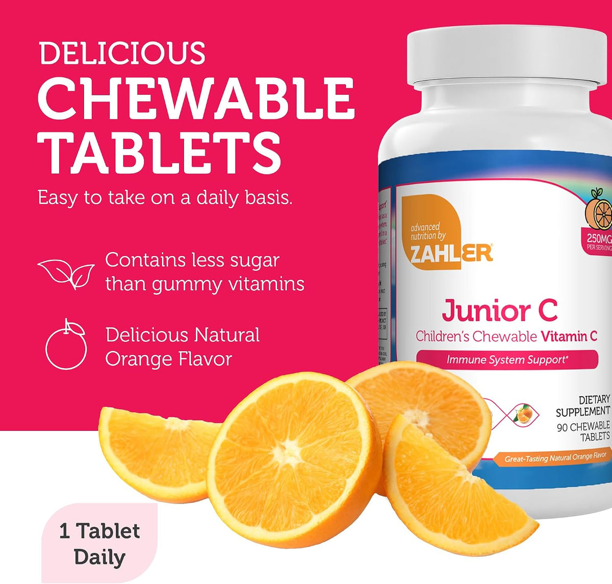 Zahler Junior C Advanced Chewable Vitamin C for Children – Orange Flavour, 90 Tablets - görsel 4