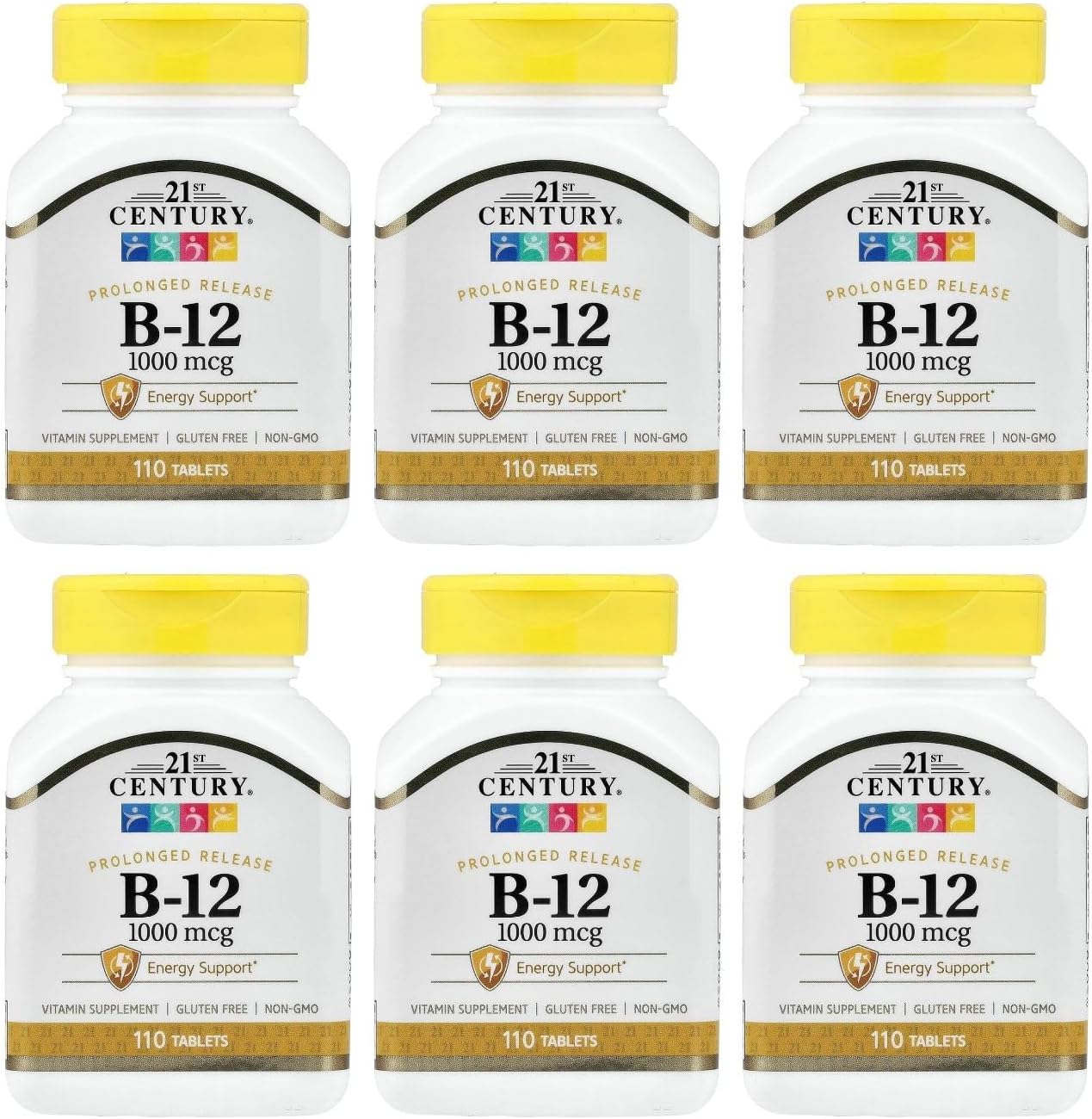 21st Century B-12 1000 mcg Prolonged Release Tablets, 110 Tablets (Pack of 6) - görsel 1