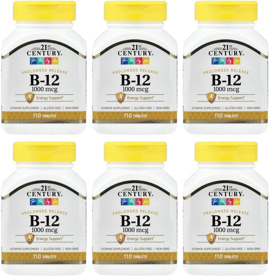 21st Century B-12 1000 mcg Prolonged Release Tablets, 110 Tablets (Pack of 6)