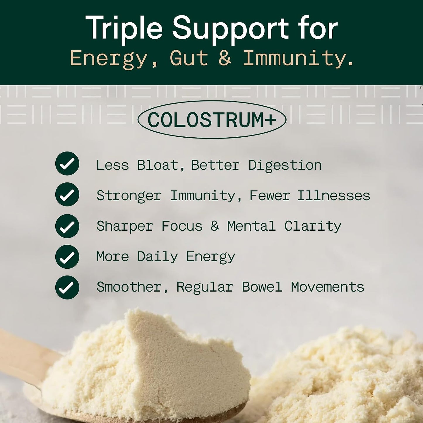 Adapt Naturals Bio-Avail Colostrum+ with Lactoferrin & Beta-Glucan - Grass Fed Bovine Colostrum Powder, 2500mg, 30 Servings - görsel 5