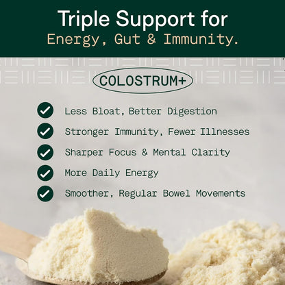 Adapt Naturals Bio-Avail Colostrum+ with Lactoferrin & Beta-Glucan - Grass Fed Bovine Colostrum Powder, 2500mg, 30 Servings