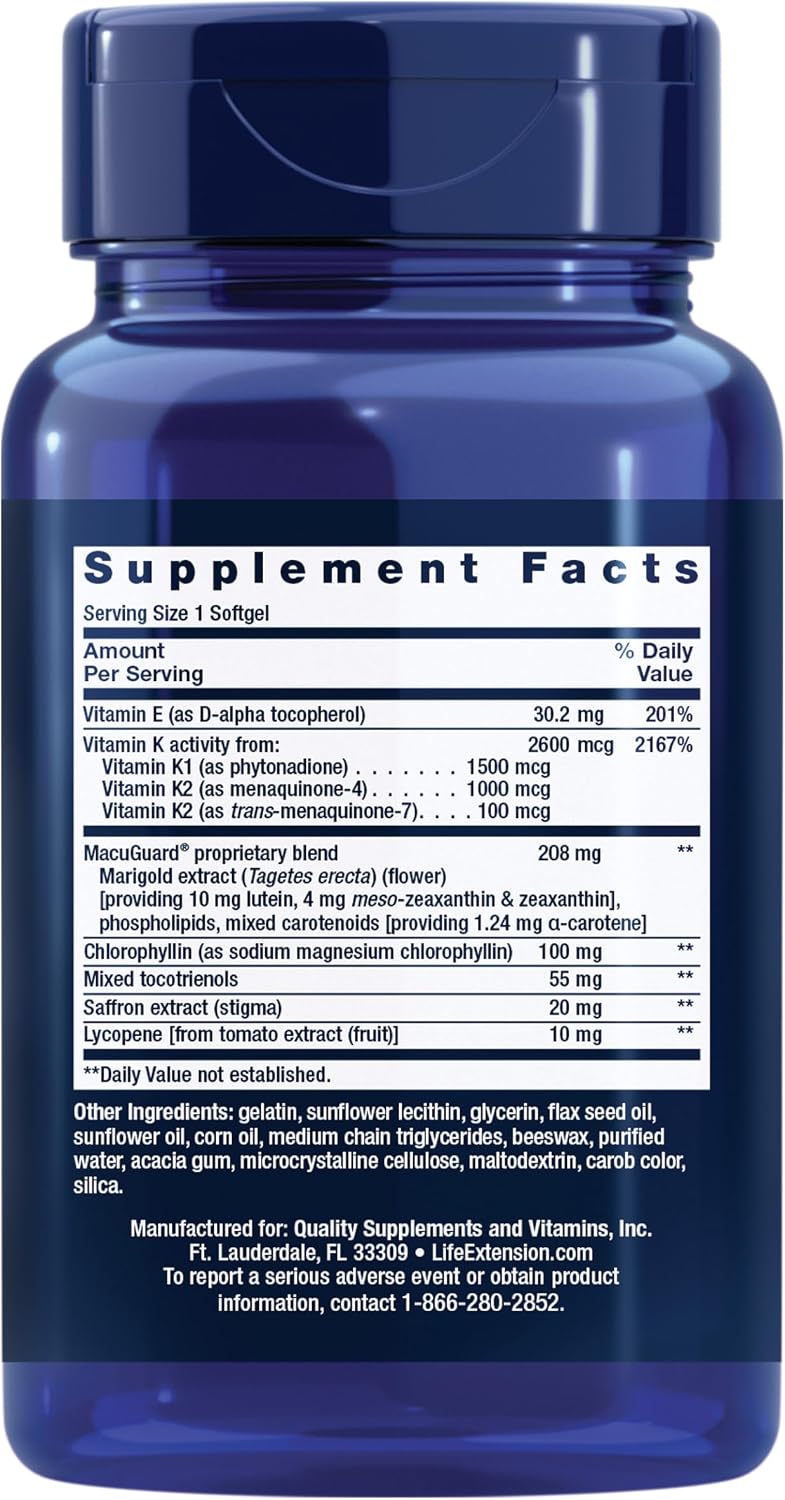 Life Extension Once-Daily Health Booster - Daily Multivitamin with Vitamin K, E, Saffron & Lutein - 60 Softgels - görsel 2