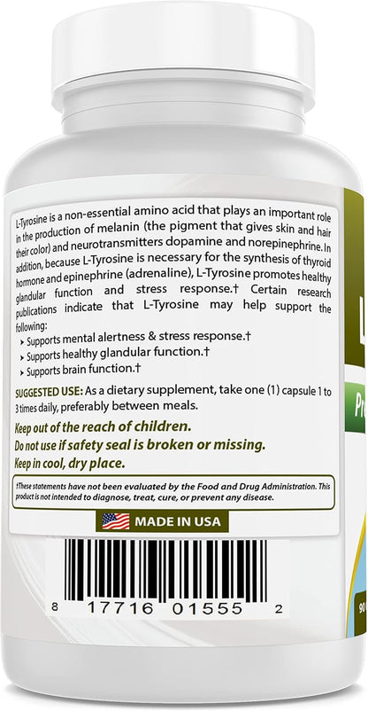 Best Naturals L-Tyrosine 500 mg – 90 Capsules (3-Pack)