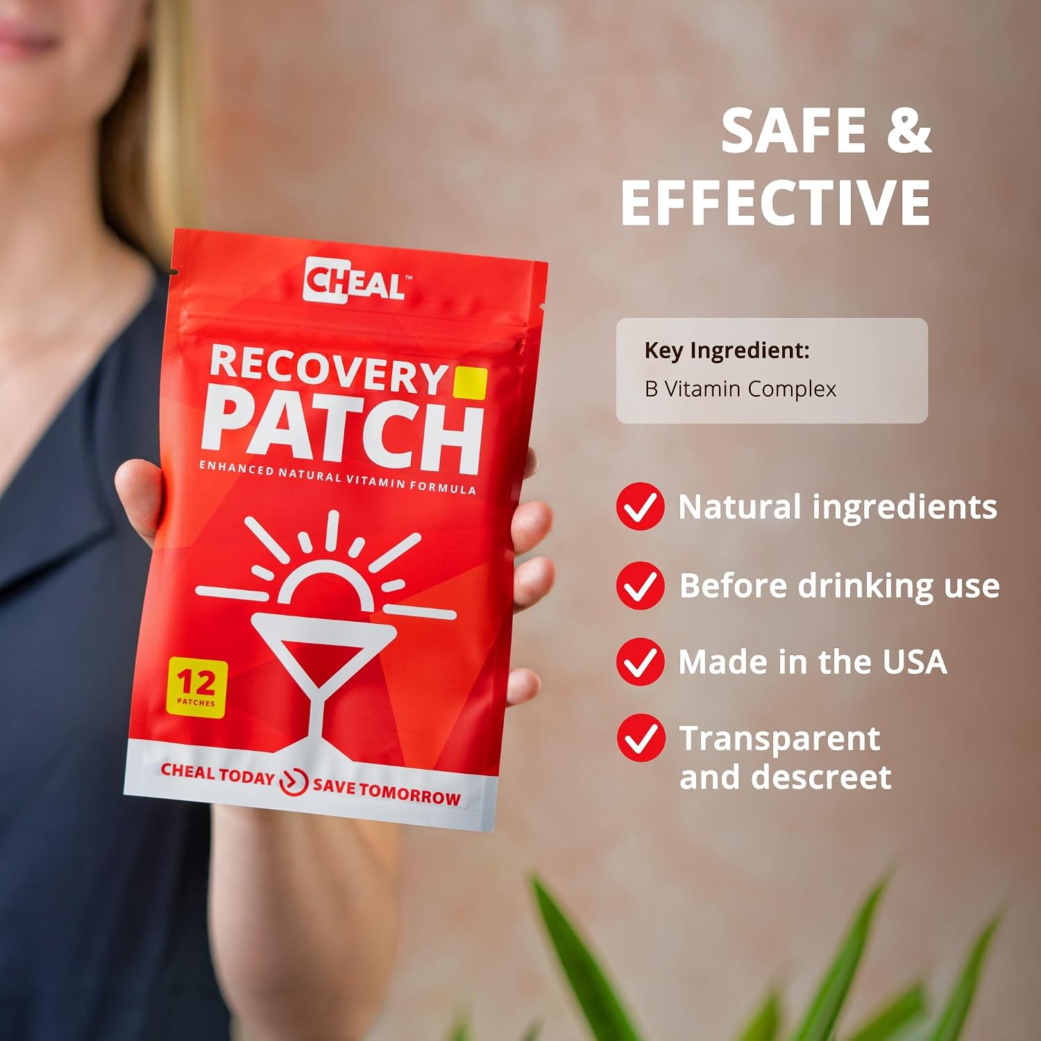 CHEAL Party Recovery Patches - 12 Pack - B Complex Formula for Better Mornings - 100% Natural, Transparent & Waterproof - görsel 3