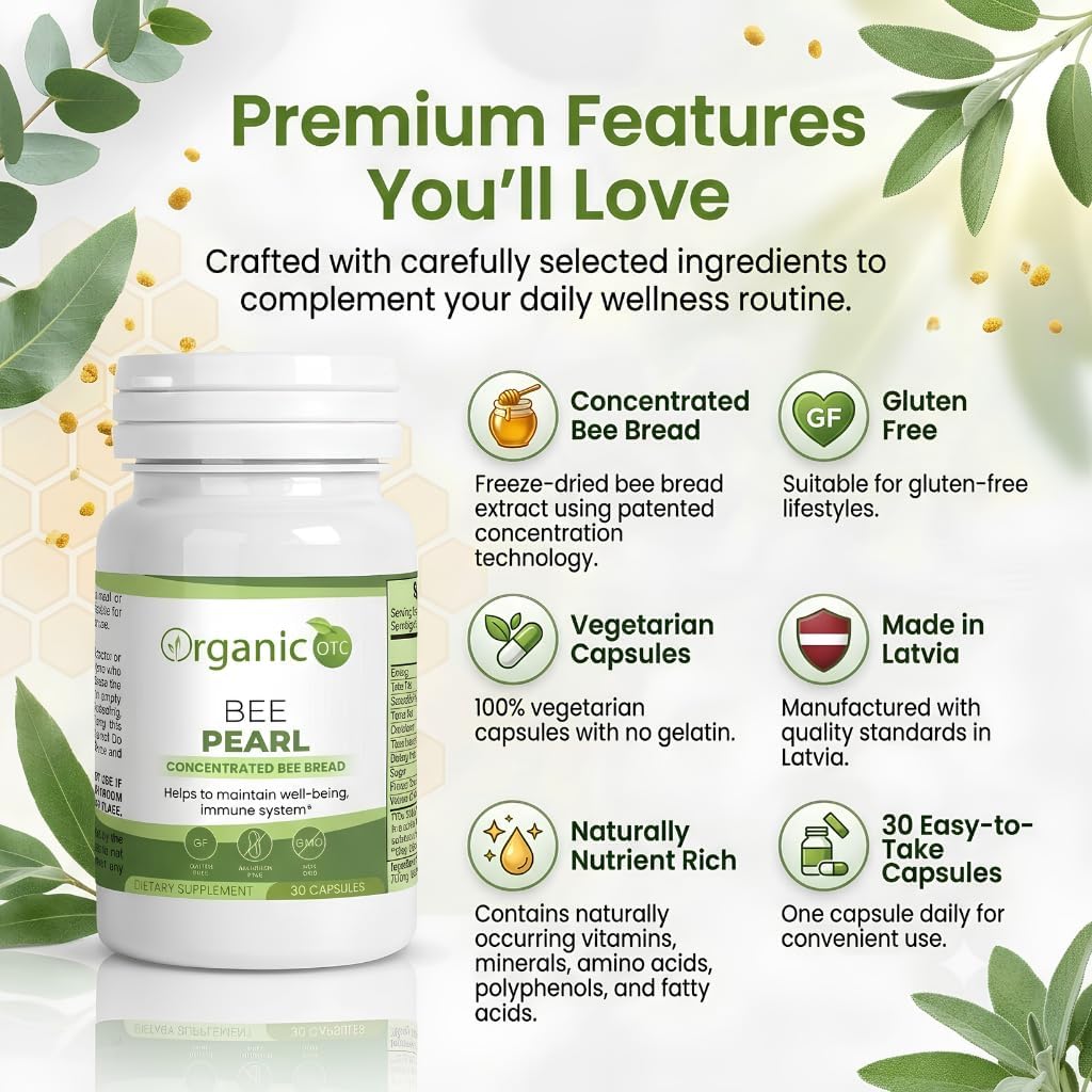 Organic Bee Pearl Capsules – Concentrated Bee Bread Supplement (30 Capsules) - görsel 3