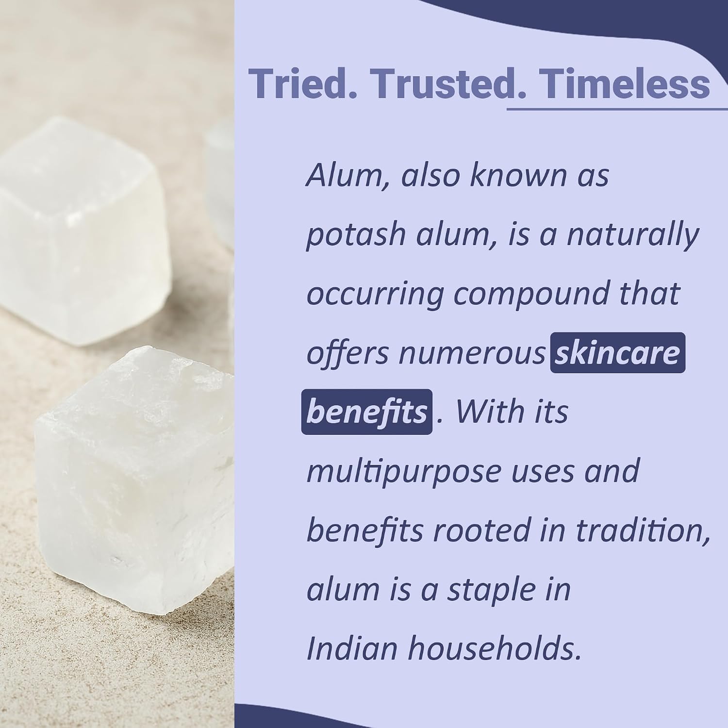 Mi Nature Alum Powder Potassium (Fitkari/Phitkari) – 100% Natural Skin care Powder - görsel 2