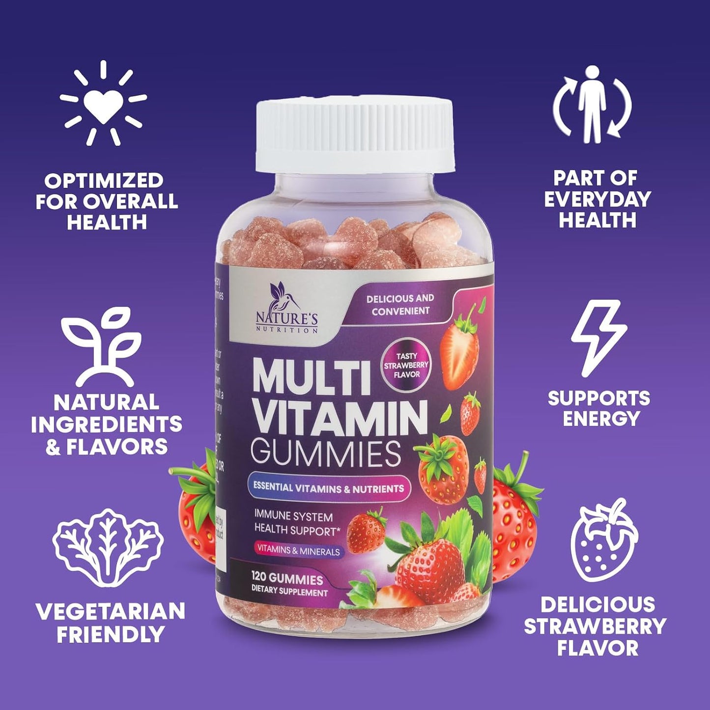 Multivitamin Gummies for Adults - Daily Adult Multivitamin Gummies with Vitamins A, C, D, B12 for Women & Men - Immune Support Gummy Multivitamins Supplement, 120 Count - görsel 6