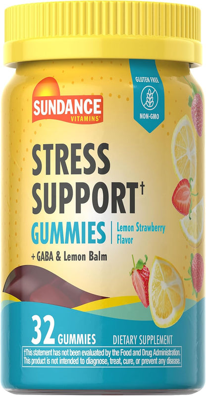 Sundance Stress Support Gummies with GABA and Lemon Balm - Lemon Strawberry - 32 Gummies