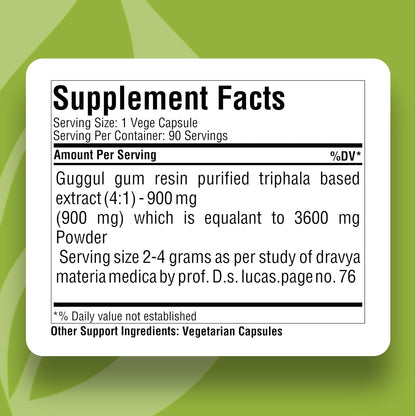 Shudha Guggul Capsules Commiphora Mukul 90 Vegetable Capsules 800 mg Each
