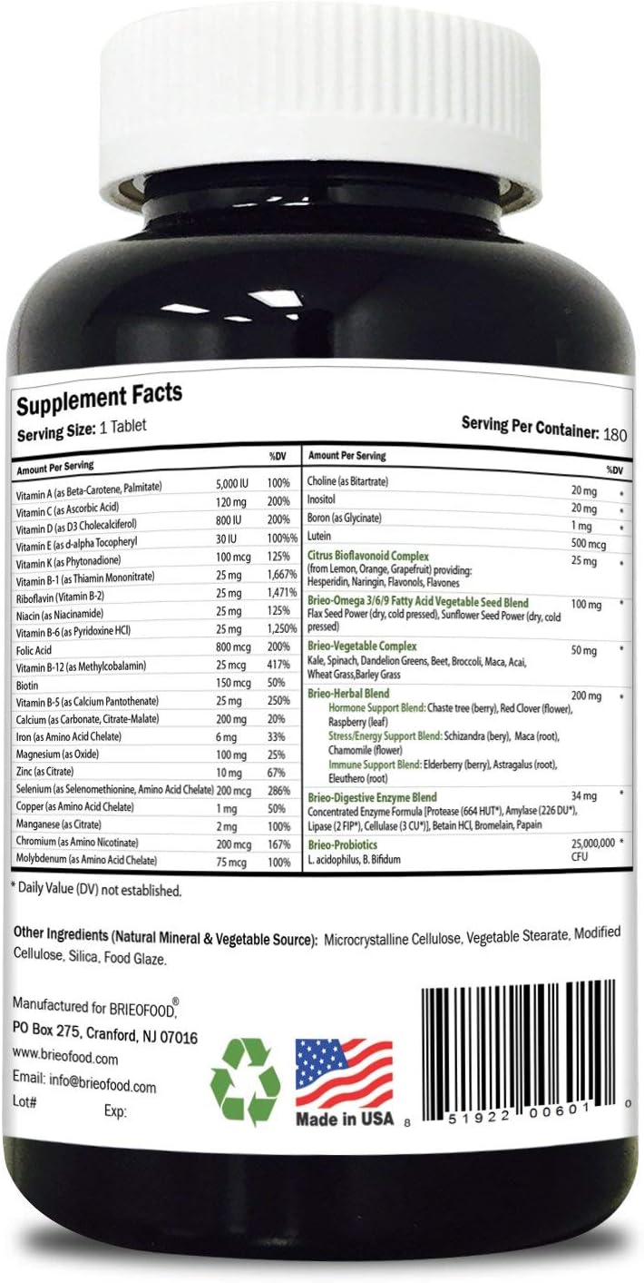 Briofood, Day-to-Day Food Based Women's Multi (180 Tablets) with Vegetable Source Omegas - görsel 2