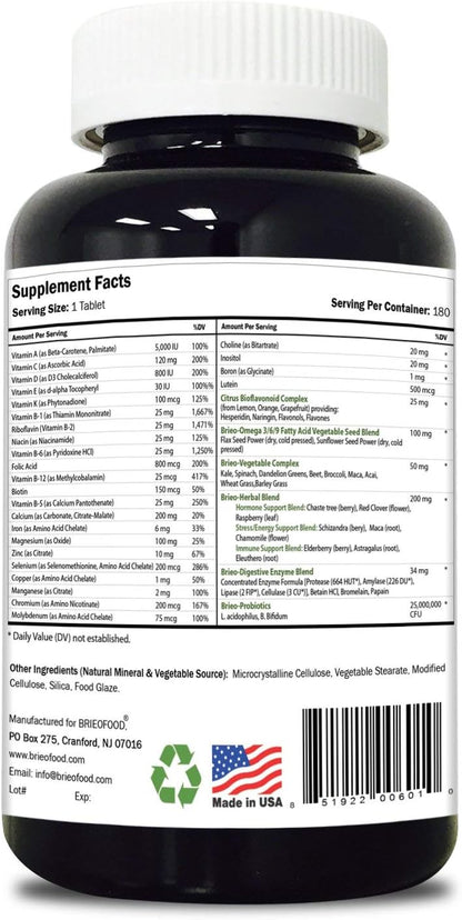 Briofood, Day-to-Day Food Based Women's Multi (180 Tablets) with Vegetable Source Omegas