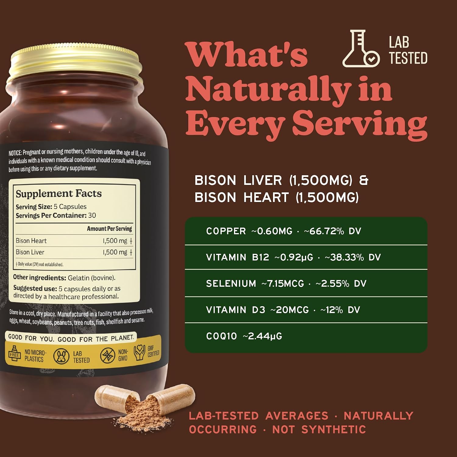 MK Supplements American Beast - Bison Liver & Heart Capsules (150 Capsules) - görsel 4