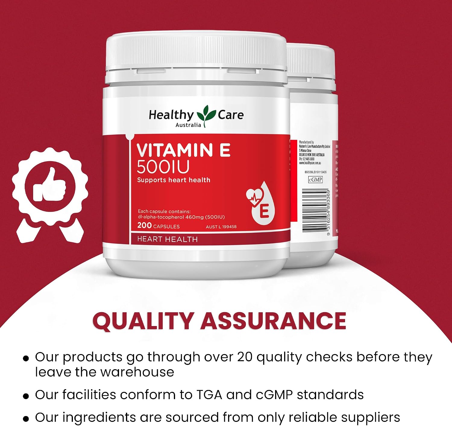 Healthy Care Vitamin E 500IU 200 Capsules - görsel 7