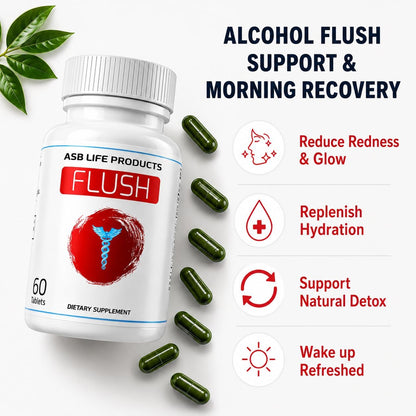Flush Asian Glow Relief Food Supplement – Rapid Absorption Alcohol Support