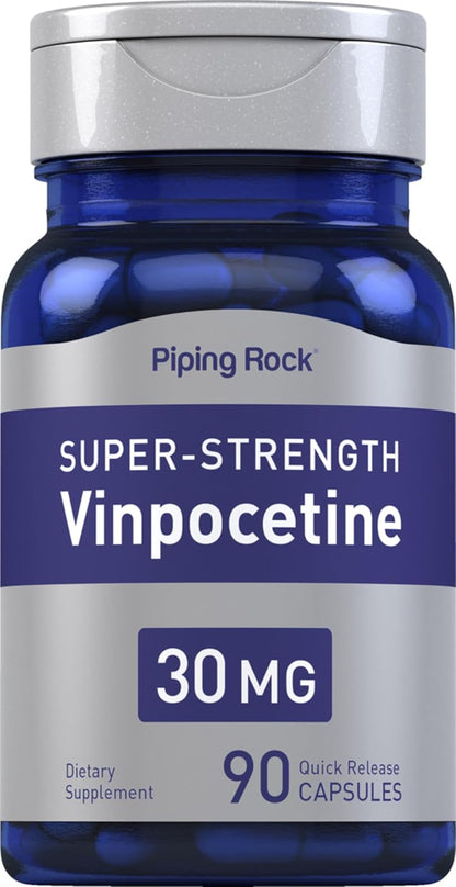 Piping Rock Vinpocetine 30mg | 90 Capsules | Super-Strength Supplement | Non-GMO, Gluten-free
