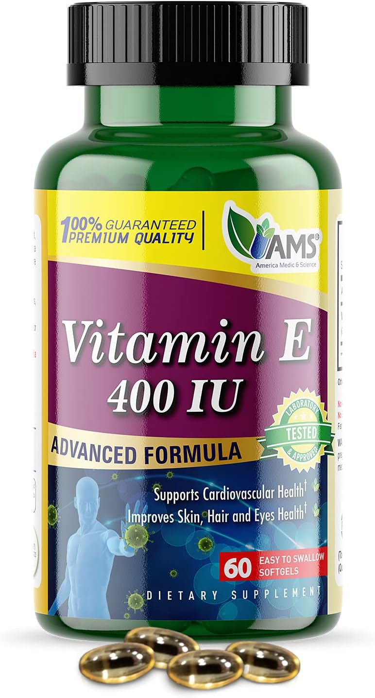 America Medic & Science Vitamin E 400 IU (60 Softgels) Food Supplement - görsel 1
