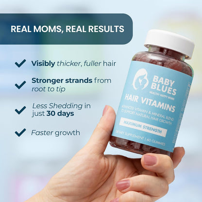 Baby Blues Postnatal Hair Loss Vitamins & Gummies for Women | Biotin & Collagen | 3 Month Supply