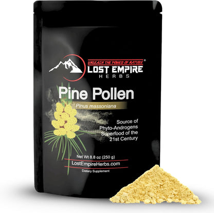 Pine Pollen Powder – Non-Irradiated, Wild Harvested, Cell Wall Cracked – Supplement for Energy, Vitality and Longevity (250g)