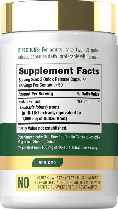 Carlyle Kudzu Root Extract 100 Capsules - Non-GMO, Gluten-free Herbal Supplement