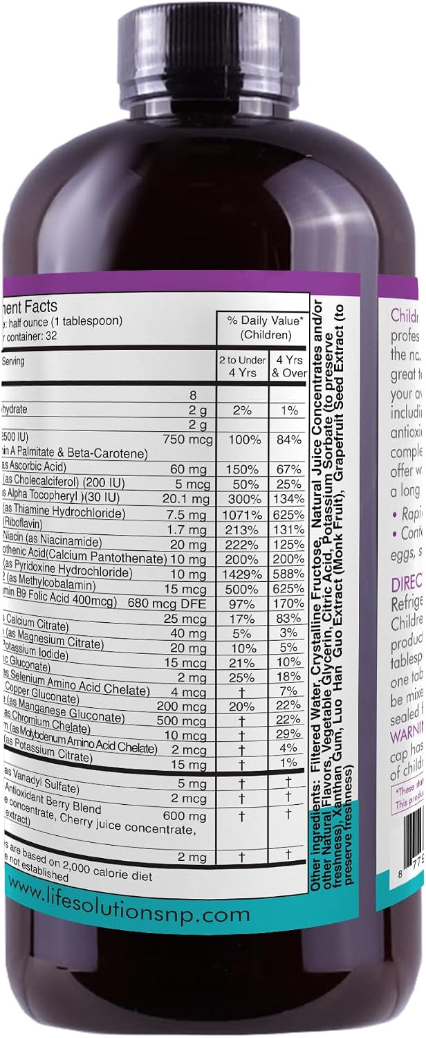 Life Solutions Children's Vitamins Multivitamin - Liquid Vitamin & Minerals - Complete Children Vitamins - Essential Liquid Minerals for Kids 16 fl oz - görsel 6