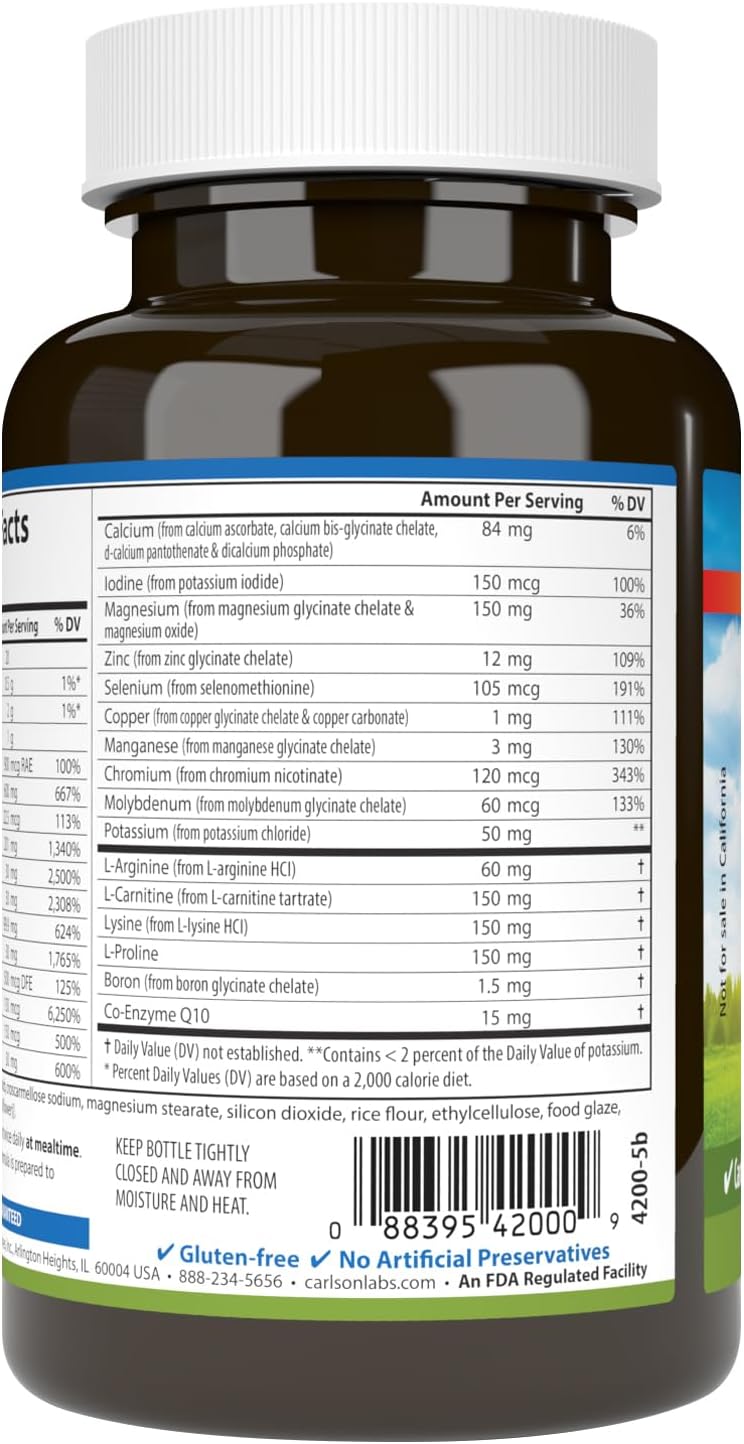 Carlson - Cardio Complete, Advanced Multivitamin, Heart Health, Circulatory Support, 90 Tablets - görsel 3
