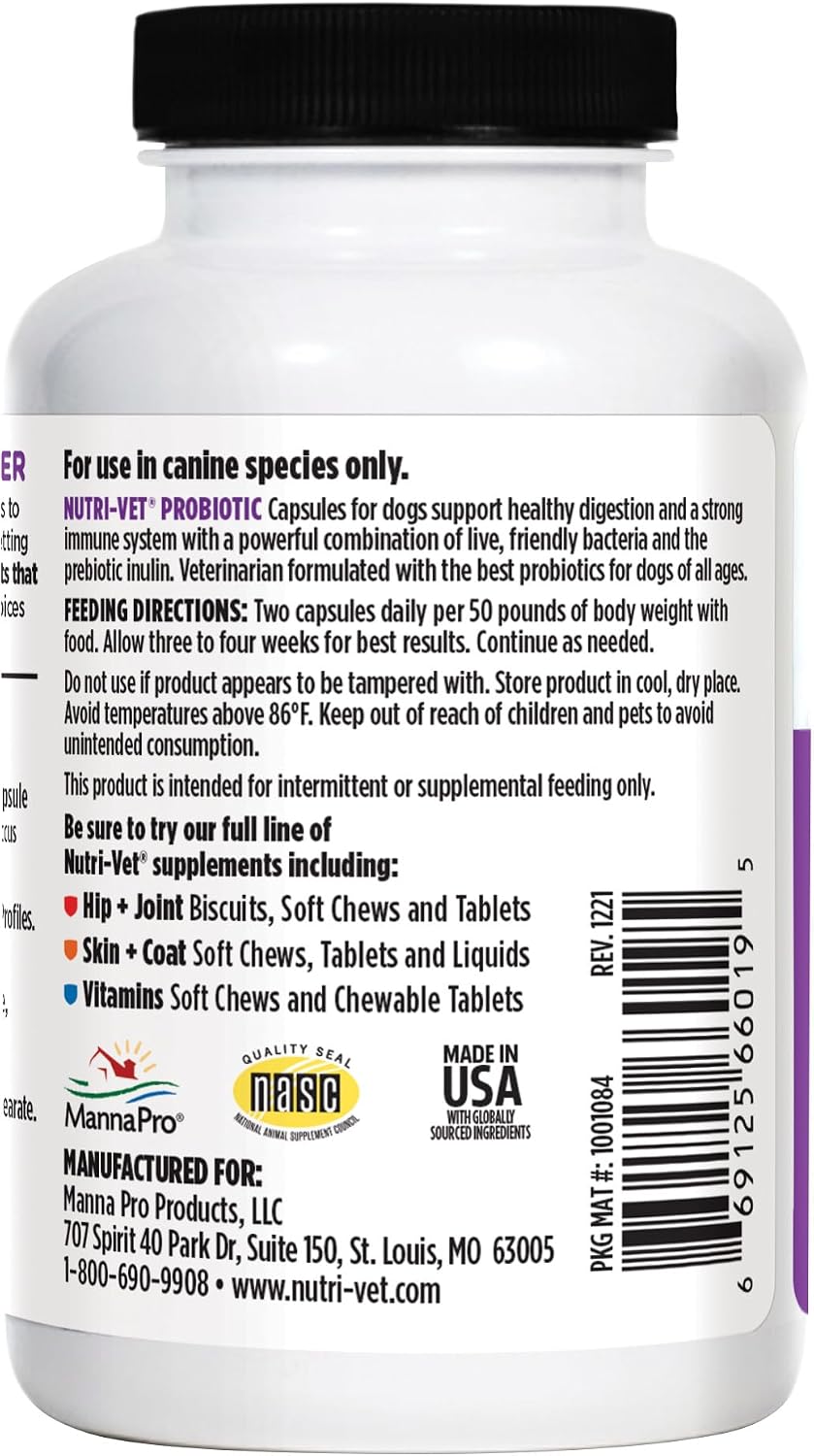 Nutri-Vet Probiotics for Dogs - Digestive Health & Immune Support, Vet-Formulated, 60 Capsules - görsel 8