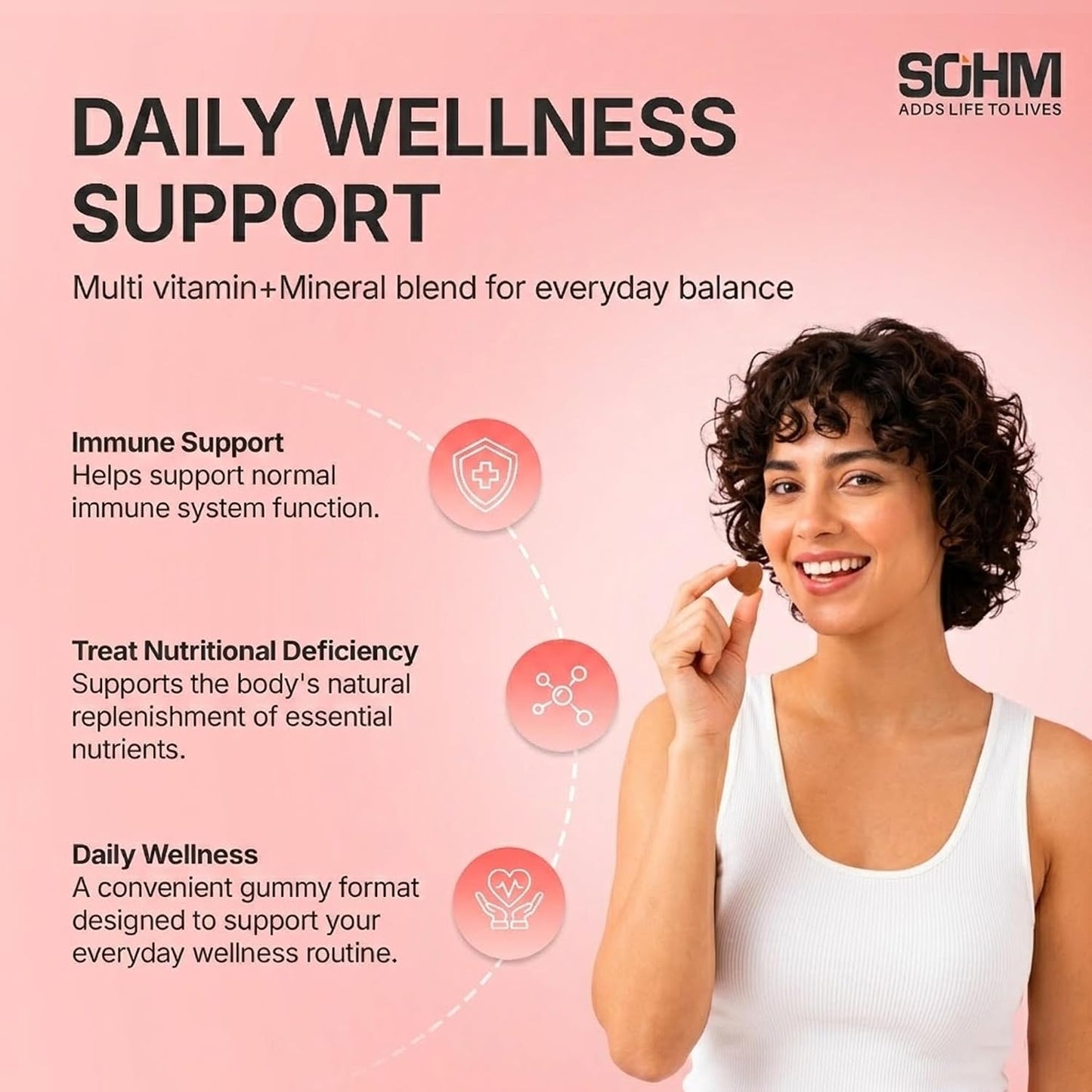 SOHM Multivitamin Gummies for Men and Women, 60 Gummies – Daily Vitamin Gummies with Vitamins A, C, D3, E & Folic Acid, Supports Immune Health, Energy Metabolism & Overall Wellness - görsel 3