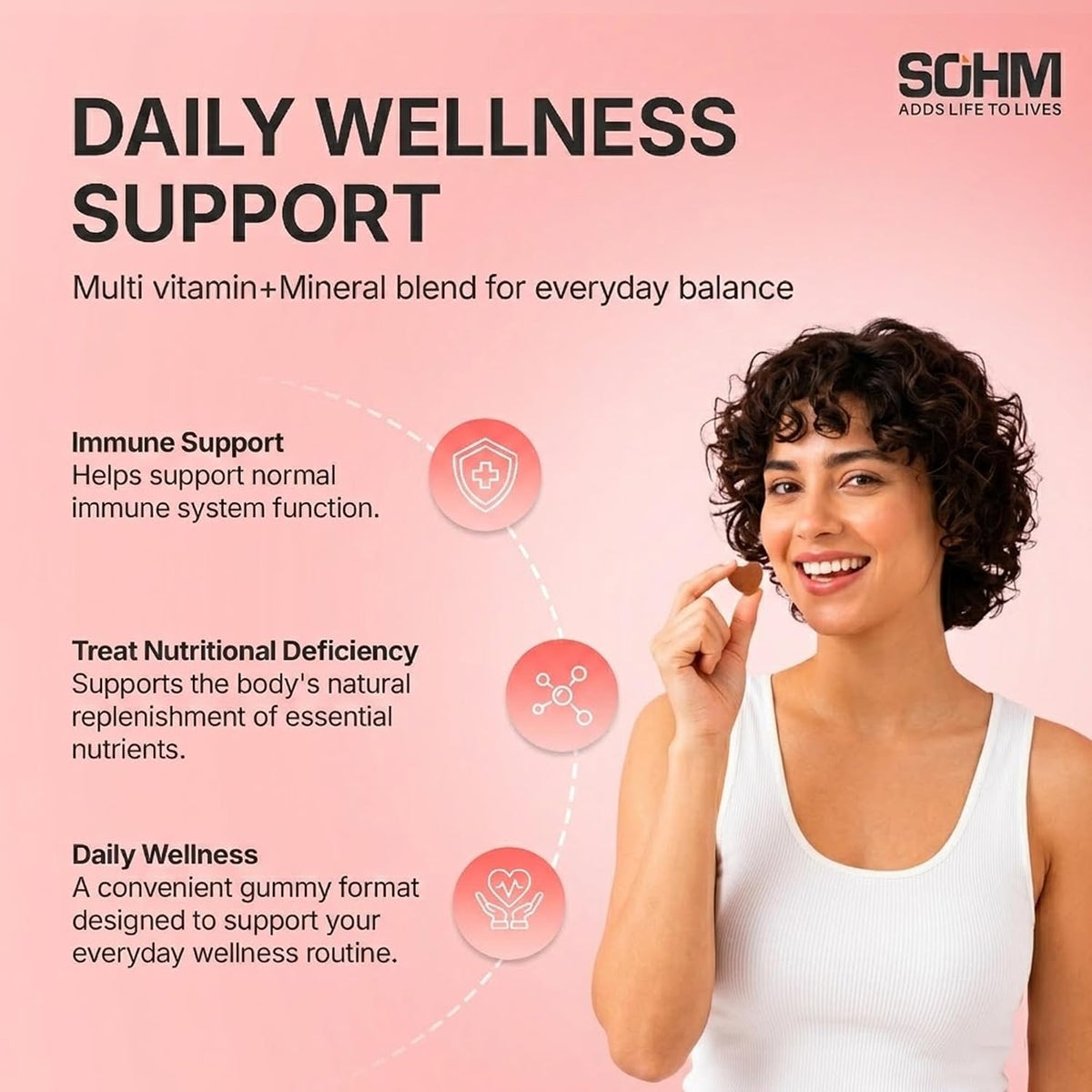 SOHM Multivitamin Gummies for Men and Women, 60 Gummies – Daily Vitamin Gummies with Vitamins A, C, D3, E & Folic Acid, Supports Immune Health, Energy Metabolism & Overall Wellness - görsel 3
