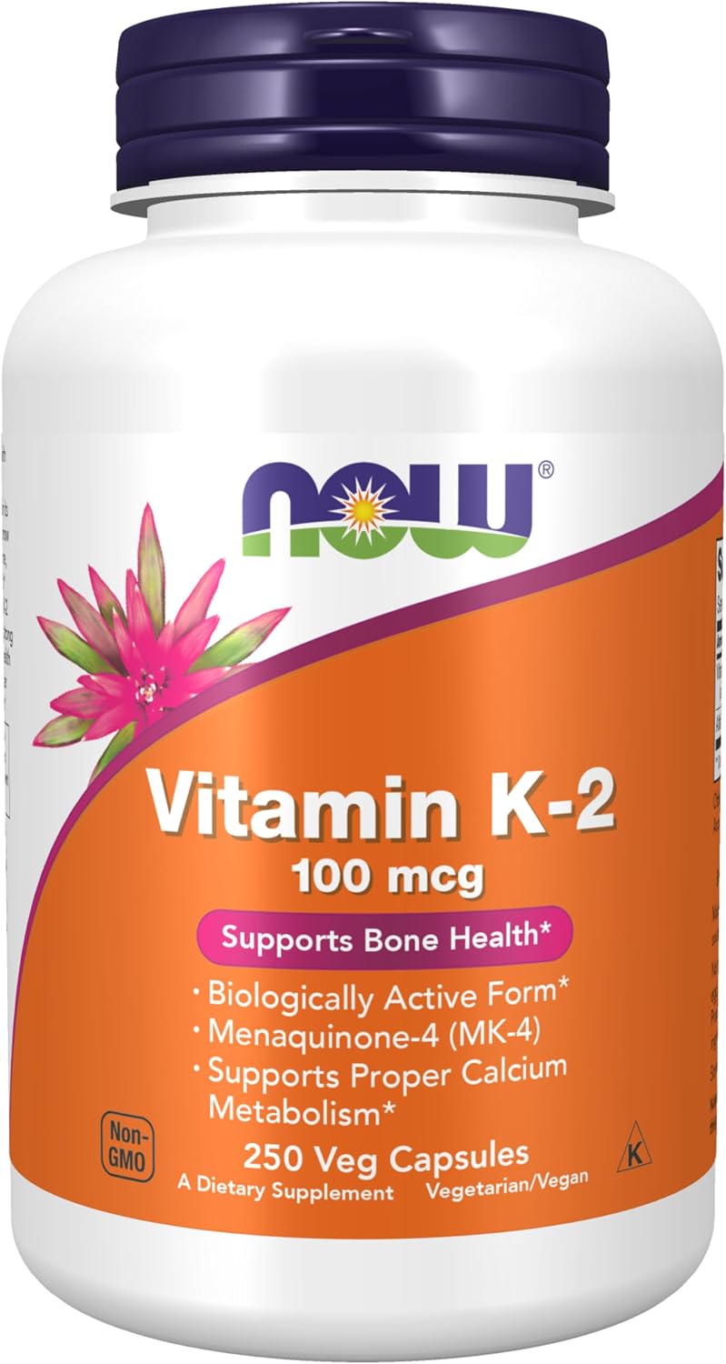 NOW Foods Supplements, Vitamin K-2 100 mcg, Menaquinone-4 (MK-4), Contributes to Normal Bones and Blood Clotting*, 250 Veg Capsules - görsel 1