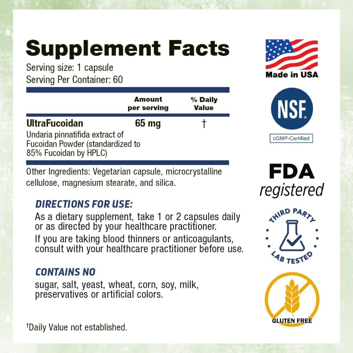 Dr's Hope Fucoidan 65mg – Brown Seaweed Extract Food Supplement (60 Capsules) - görsel 2