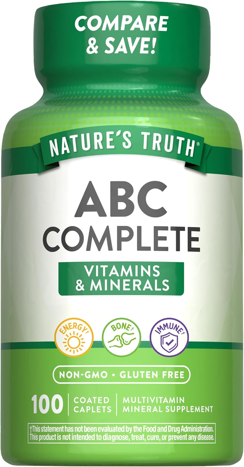 Nature's Truth ABC Complete Multivitamin for Men and Women - Daily Multivitamin - 100 Caplets - Non-GMO & Gluten-Free - görsel 1