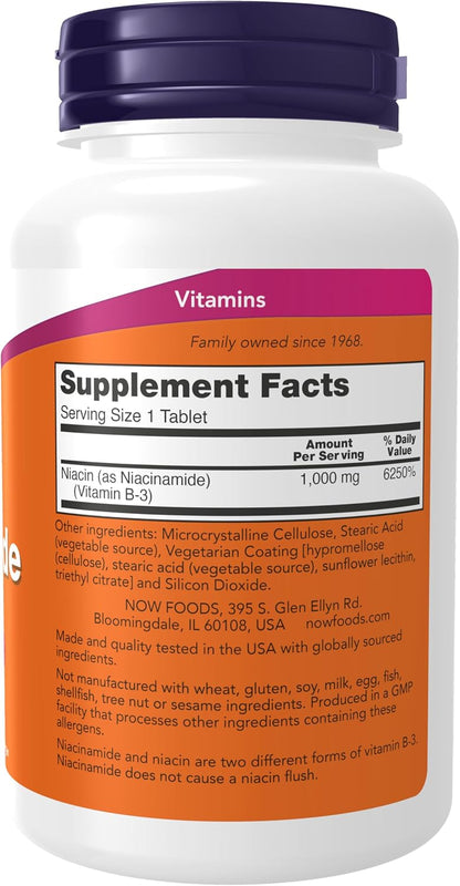 NOW Foods Niacinamide (Vitamin B-3) 1000 mg, 90 Tablets – Image 2