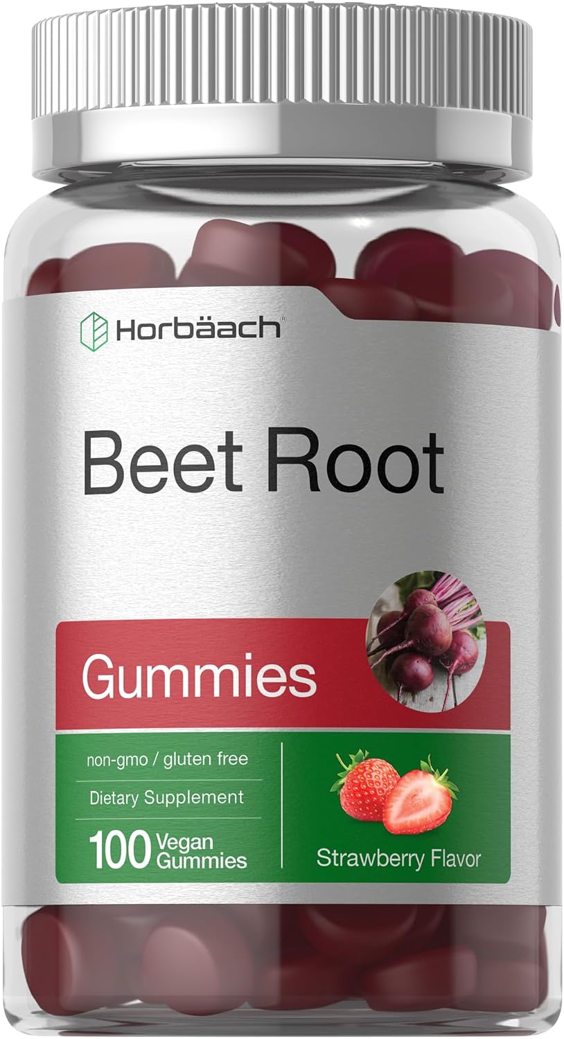 Horbäach Beet Root Gummies – Advanced Formula, 100 Count, Strawberry Flavour - görsel 1